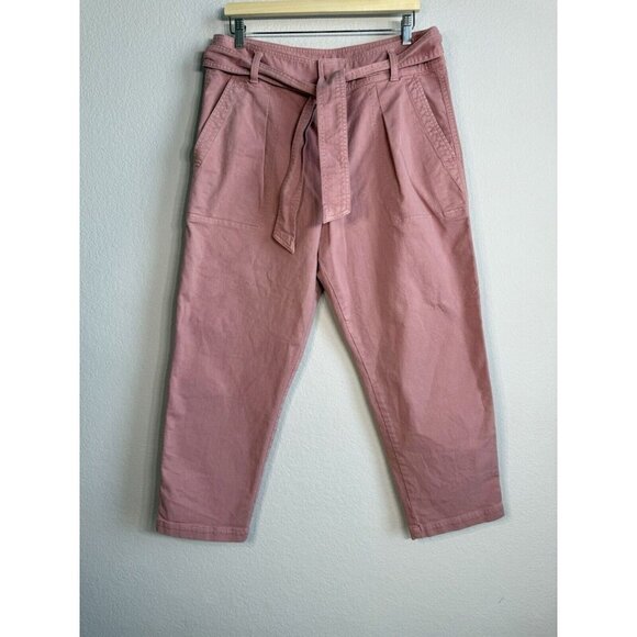 Loft Tie Waist Straight Pants Pleat Front High Rise Pink Casual Women’s‎ Size 12 - Picture 5 of 11